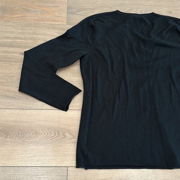 GRACE ELEMENTS Black Acrylic V Neck Long Sleeve Pullover Sweater Top Size XL - Picture 5 of 10